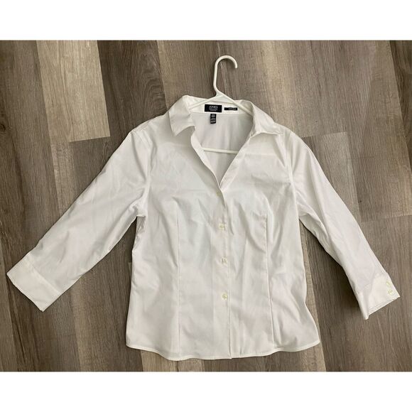 Jones New York Easy-Care Button-Up Shirt, White, Size Medium, MSRP $80 - Picture 3 of 10